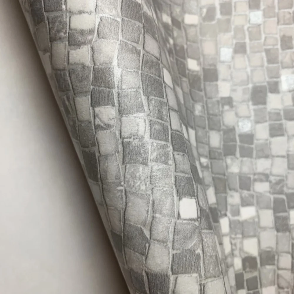 Wallpaper Gray Mosaic Tile Textured